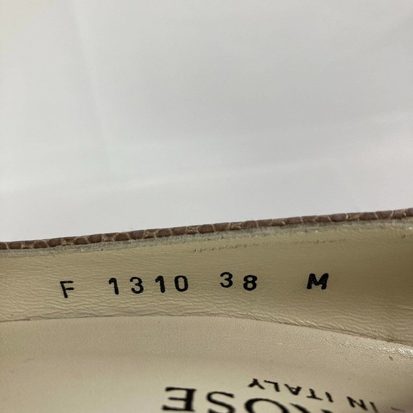 Taryn Rose Pumps Womens 7.5 Taupe Brown Snake Leather Pumps Heels Peep Toe Italy - Picture 9 of 10